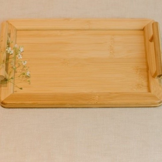 BANDEJA DE BAMBU COM ALÇAS RETANGULAR