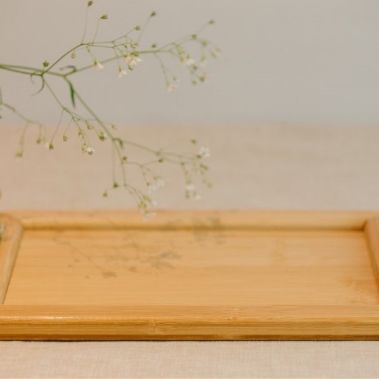 BANDEJA DE BAMBU COM ALÇAS RETANGULAR