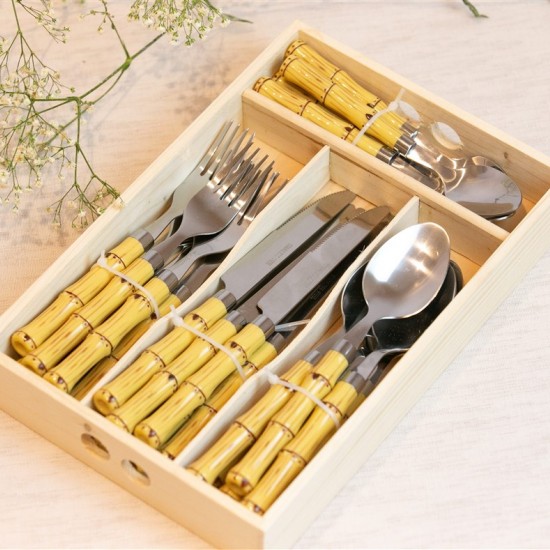 Faqueiro aço inox com cabo de plástico - 24 peças Faqueiro aço inox com cabo de plástico - 24 peças