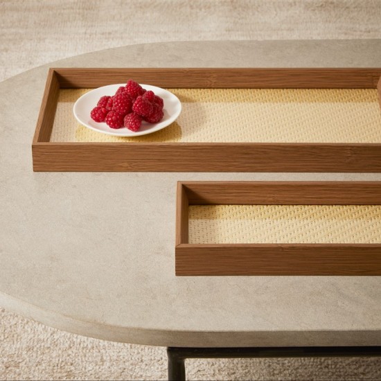 Bandeja em mdf com rattan