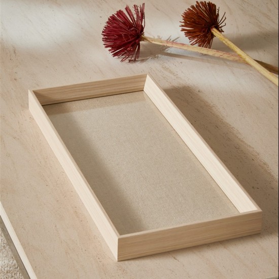 Bandeja em mdf com linho Bege