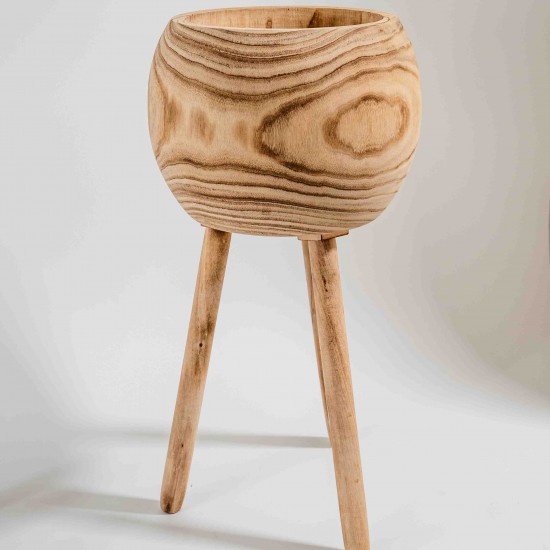 CACHEPOT EM MADEIRA TRIPÉ