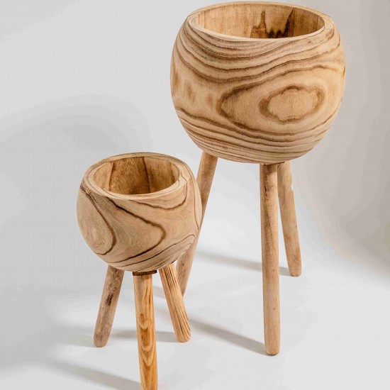 CACHEPOT EM MADEIRA TRIPÉ