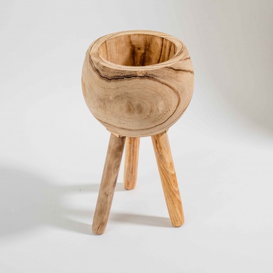 CACHEPOT EM MADEIRA TRIPÉ