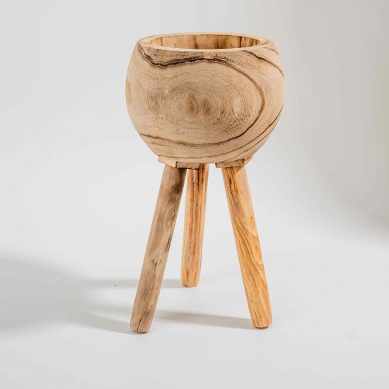 CACHEPOT EM MADEIRA TRIPÉ