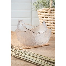 Bowl de cristal chumbo martelado com borda dourada