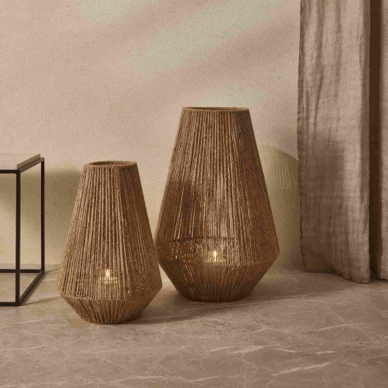 Lanterna em Juta com Copo de Vidro