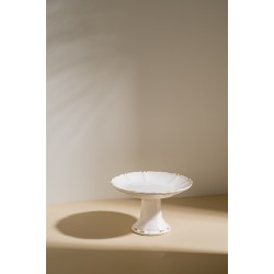 PORTA DOCE COM PÉ CRISTAL BRANCO COM OURO