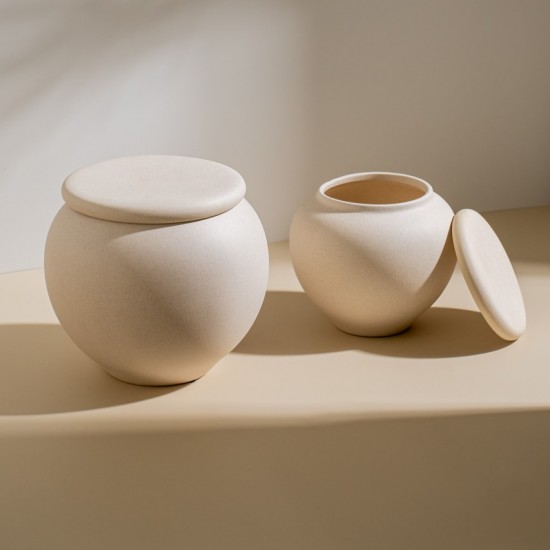 POTE DECORATIVO EM CERÂMICA OFF WHITE