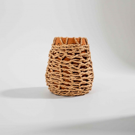 VASO EM CERAMICA COM TRAMA EM PAPEL