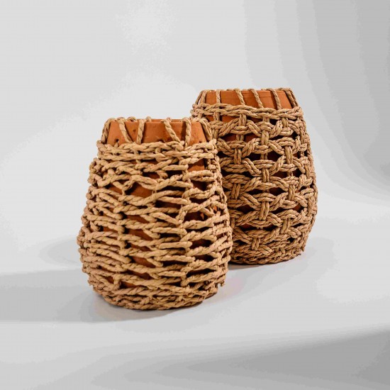 VASO EM CERAMICA COM TRAMA EM PAPEL