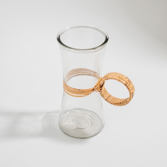 VASO EM VIDRO E FIBRA NATURAL