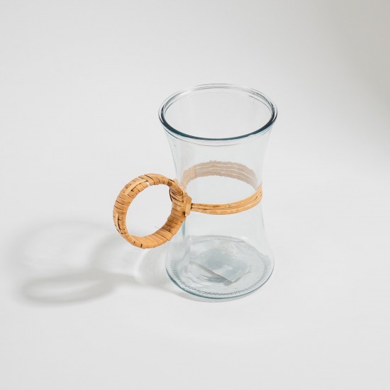 VASO EM VIDRO E FIBRA NATURAL
