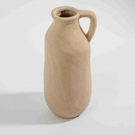VASO EM CERÂMICA CINZA COM ALÇA