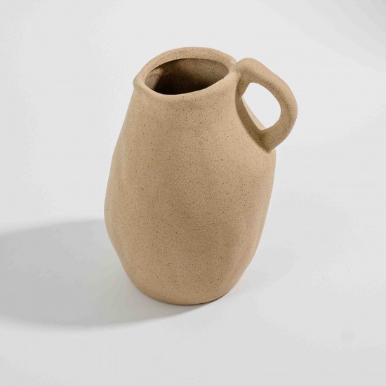 VASO EM CERÂMICA CINZA COM ALÇA