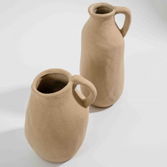 VASO EM CERÂMICA CINZA COM ALÇA