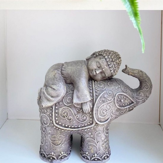 ELEFANTE COM BUDHA EM RESINA
