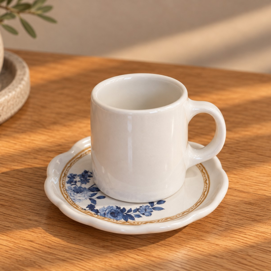 XÍCARA DE CAFÉ COM PIRES ÍRIS AZUL 100ML
