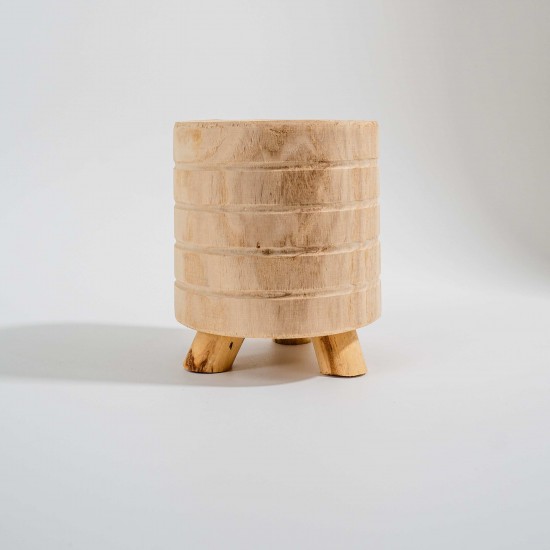 CACHEPOT EM MADEIRA NATURALCOM PÉ