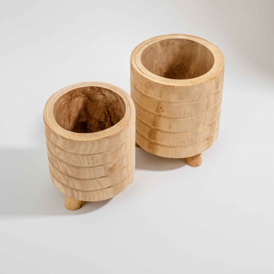 CACHEPOT EM MADEIRA NATURALCOM PÉ