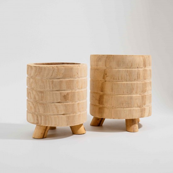 CACHEPOT EM MADEIRA NATURALCOM PÉ