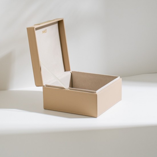 CAIXA EM MDF COM REVESTIMENTO EM PU BEGE