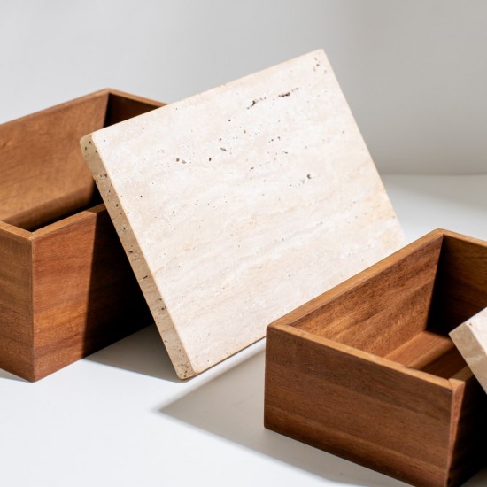 CAIXA EM MADEIRA E MÁRMORE