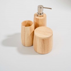 KIT EM MADEIRA PARA BANHEIRO - 3 PEÇAS