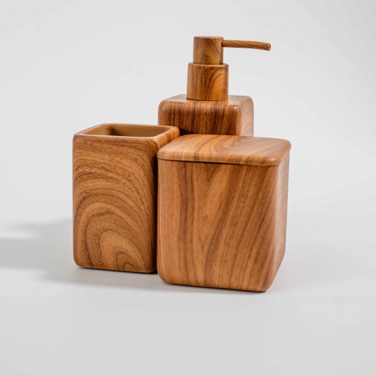 KIT PARA BANHEIRO EM POLIRESINA MARROM - 3 PEÇAS