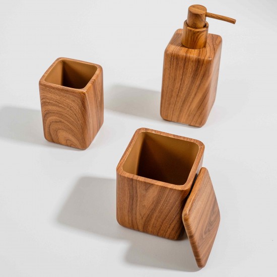 KIT PARA BANHEIRO EM POLIRESINA MARROM - 3 PEÇAS